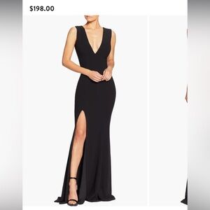Dress the Population Black Plunge Gown with Slit